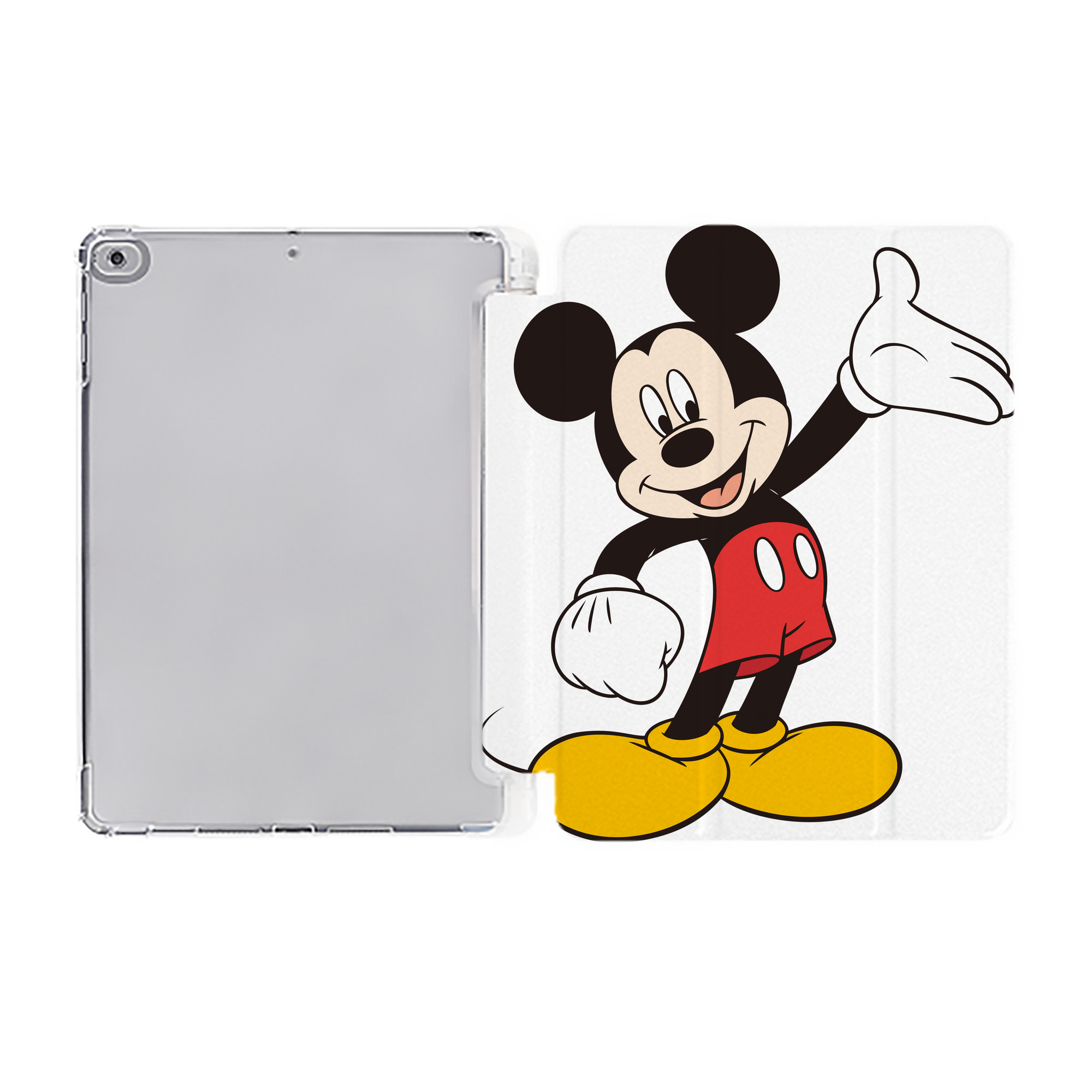 （画像用） ミッキーマウス Mickey Mouse IPad ケース ペン収納付き 三つ折りスタンド PUレザー×シリコン 対応機種9.5/10.5/10.9インチ